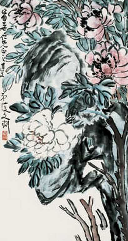 凌文渊 牡丹 立轴